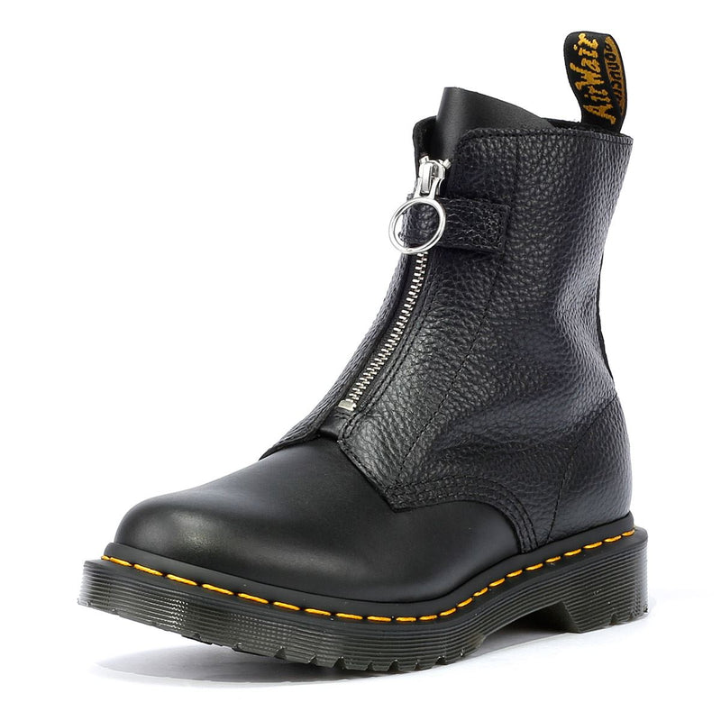 Dr. Martens 1460 Pascal Front Zip Leder Damen Schwarze Farbe Stiefel