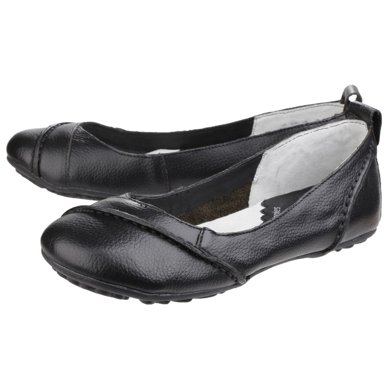 Hush Puppies Janessa Leder Damen Schwarze Flats