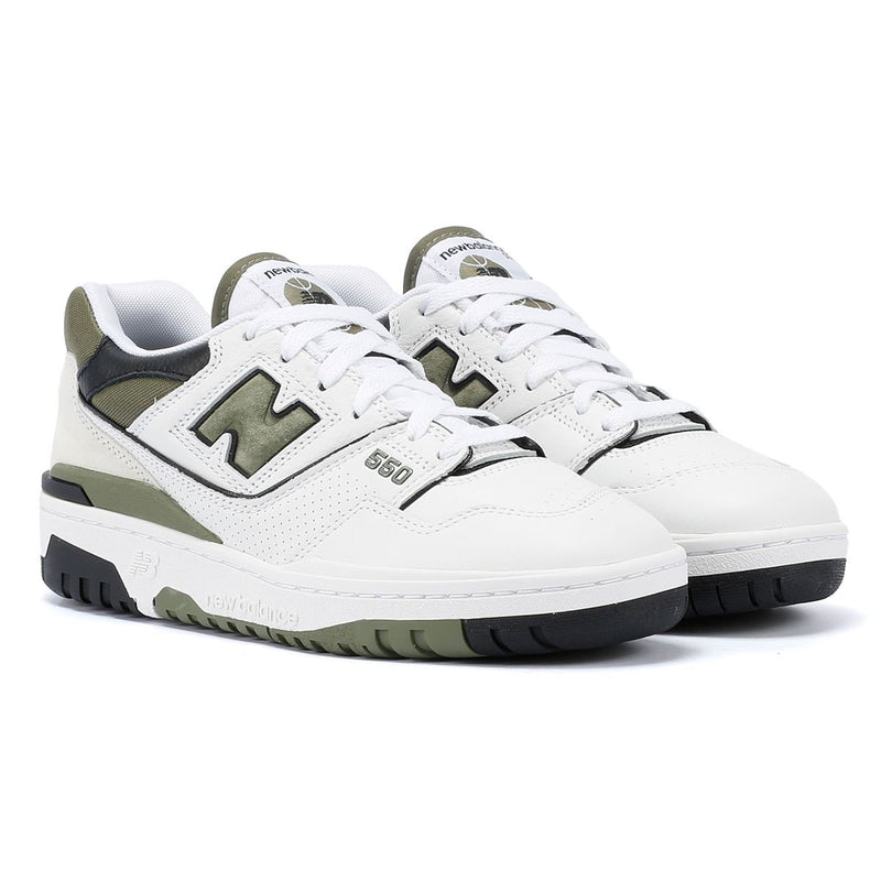 New Balance 550 Weiße/Khakifarbene Turnschuhe