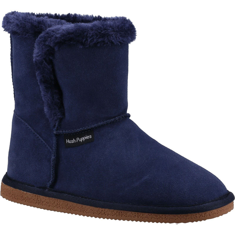 Hush Puppies Ashleigh Kunstpelz Damen Hausschuhe In Marineblau