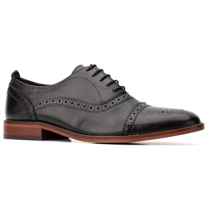 Base London Cast Waxy Leder Herren-Schwarz Brogues-Schuhe