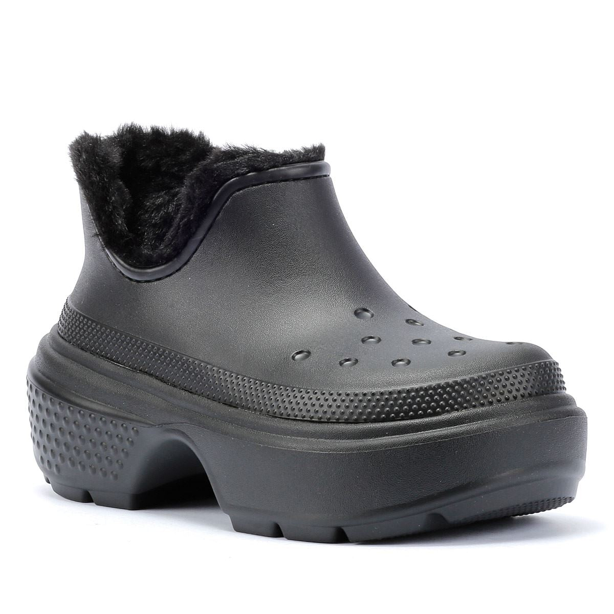 Black fleece lined crocs online