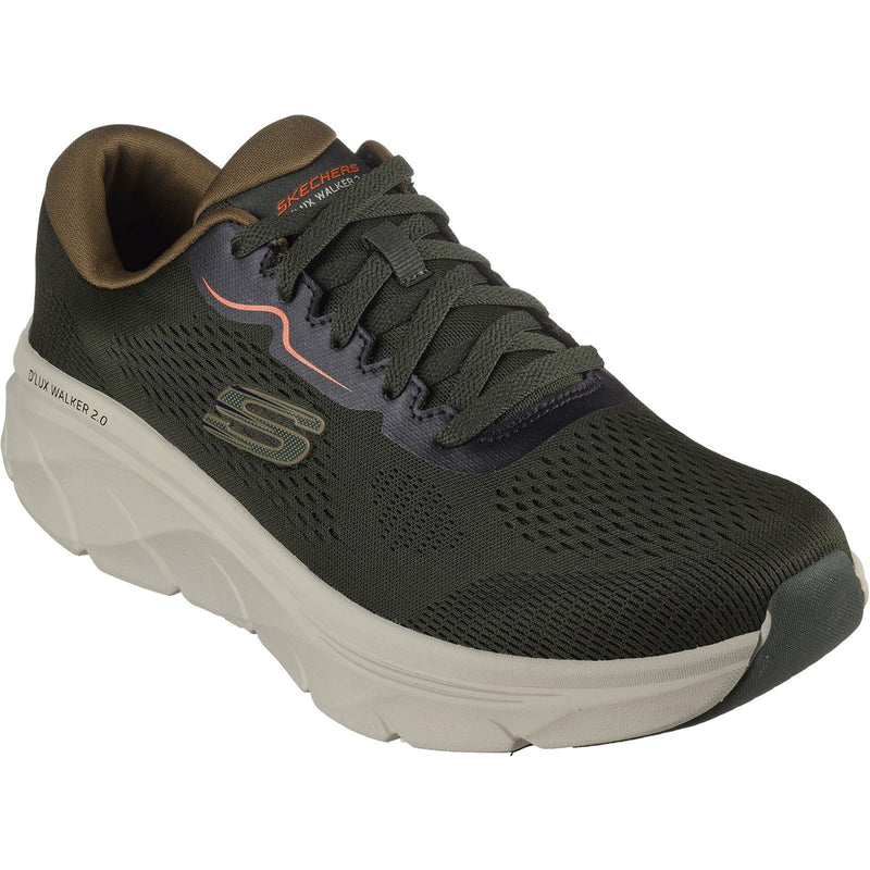 Skechers D'Lux Walker 2.0 Polyester-Herren-Sneaker In Oliv/Orange