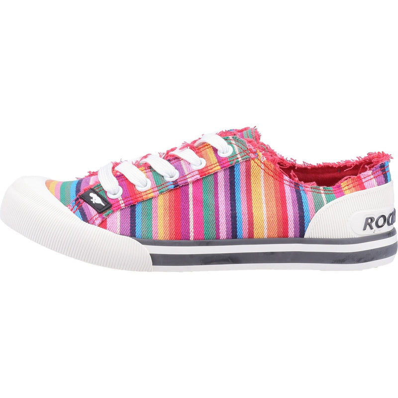 Rocket Dog Jazzin Eden Stripe Baumwoll-Damensneaker In Rot-Mehrfarbig