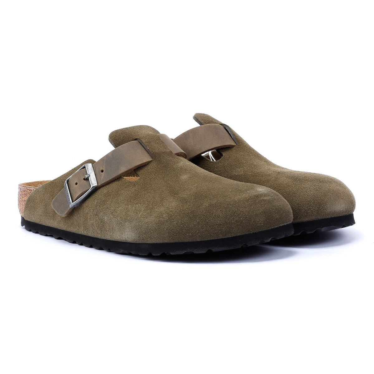 Birkenstock Boston Wildleder Grüne Clogs