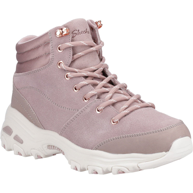 Skechers D'Lites Leder Damen Stiefeletten In Zartrosa