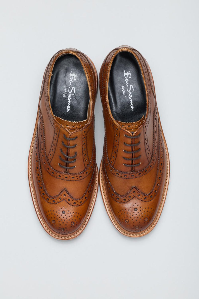 Ben Sherman Sugarman Brogue Leder Herren Braune Schnürschuhe