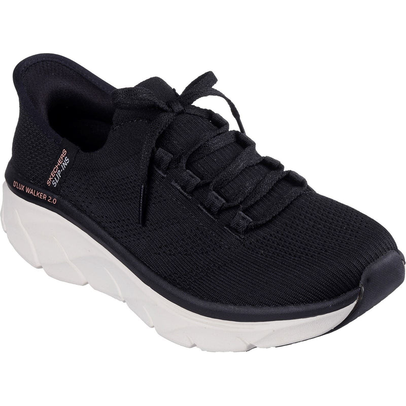 Skechers D'Lux Walker 2.0 Thrill Movement Polyester Damen Sneakers In Schwarz/Braun