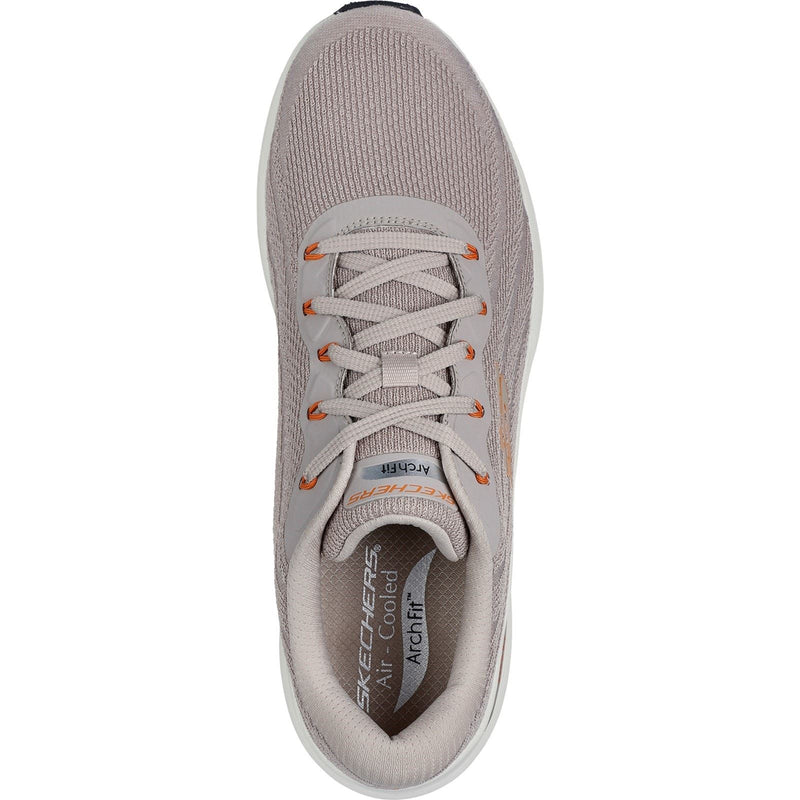 Skechers Arch Fit 2.0 Road Wave Herren Sneaker Aus Textil In Taupe/Orange