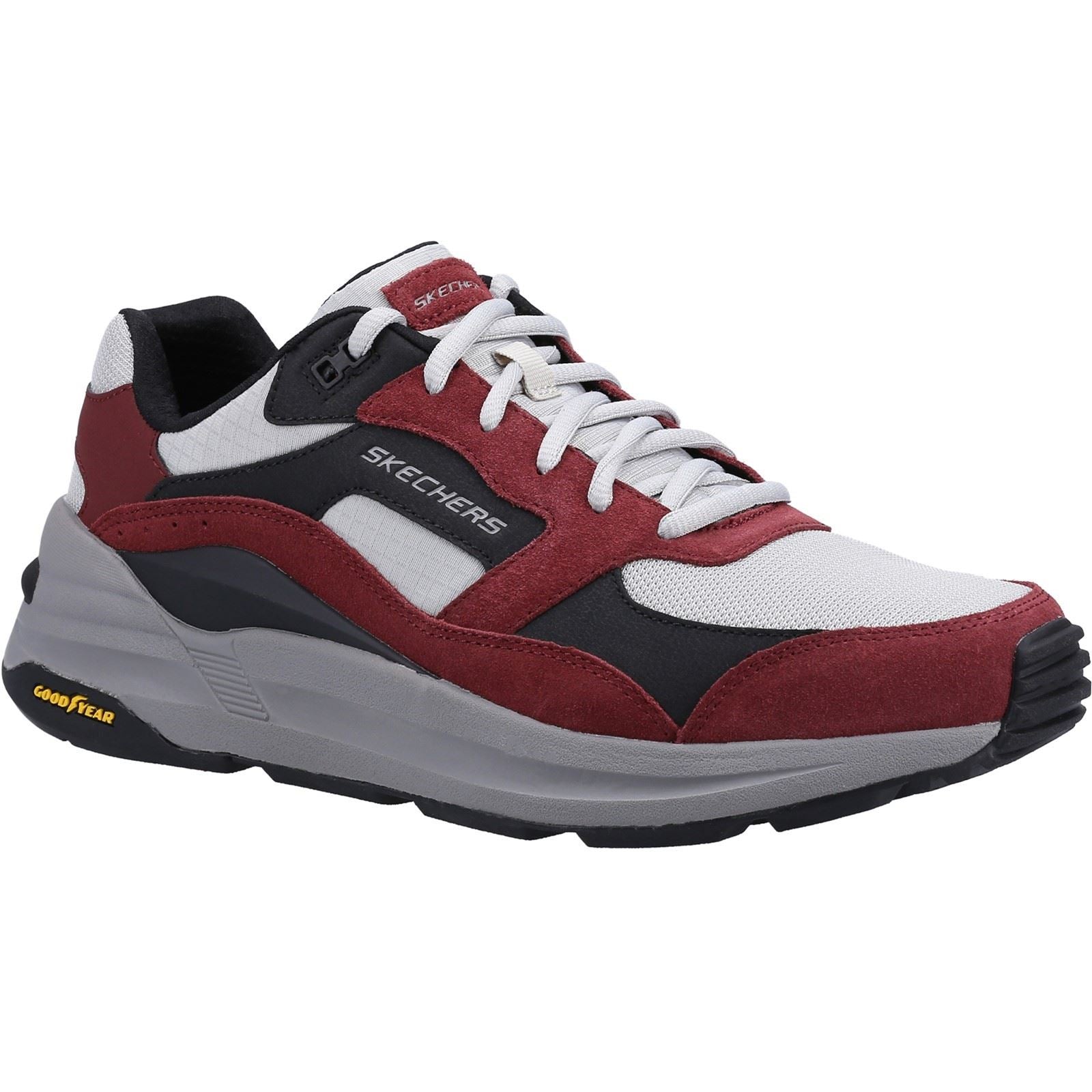 Skechers Global Jogger Leder-Herren-Burgunder-Sneaker