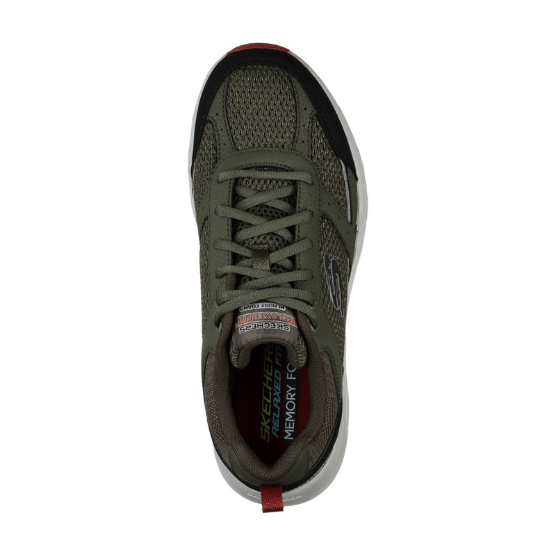 Skechers Oak Canyon Verketta Leder-Herrensneaker In Oliv/Schwarz