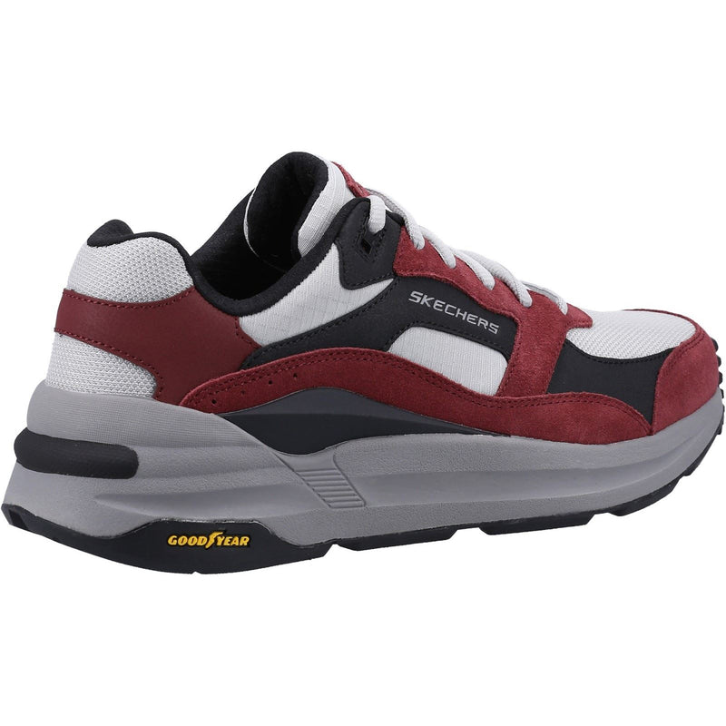 Skechers Global Jogger Leder-Herren-Burgunder-Sneaker