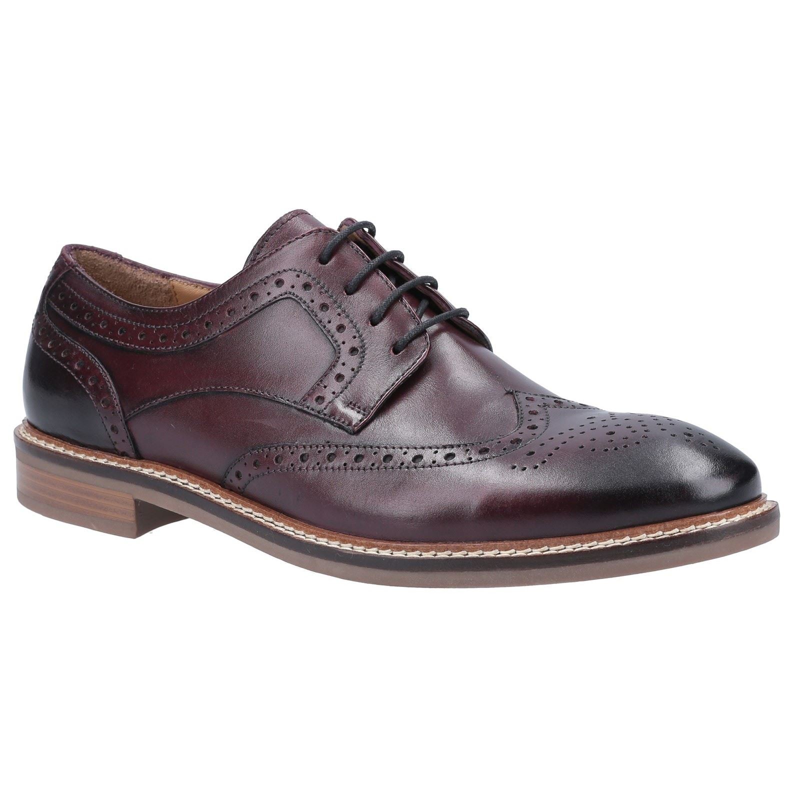 Hush Puppies Bryson Leder Herren Bordo Brogues Schuhe