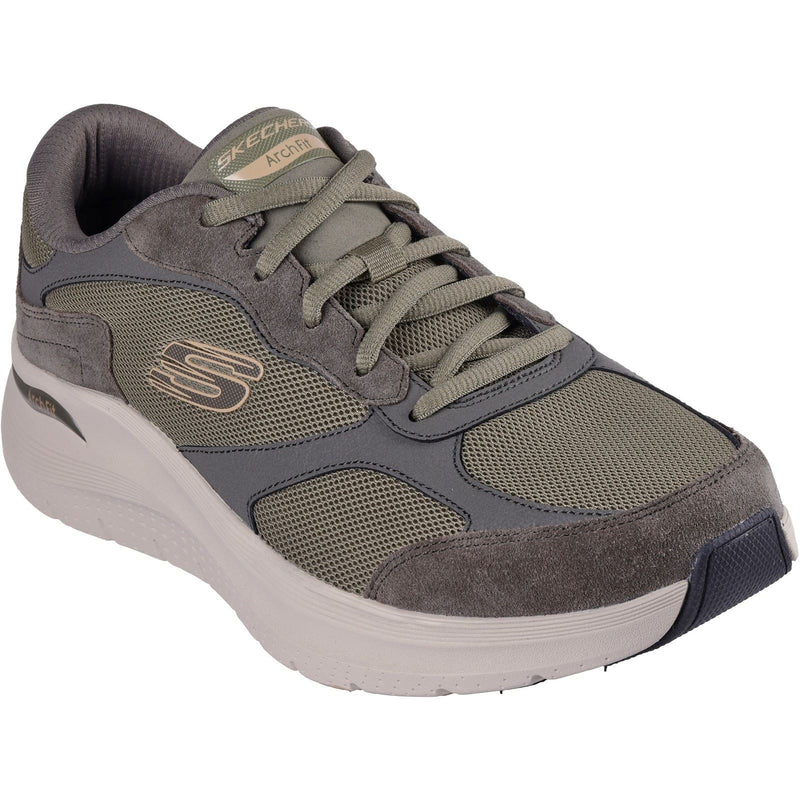 Skechers Arch Fit 2.0 The Keep Leder Herren Olivgrüne Sneaker