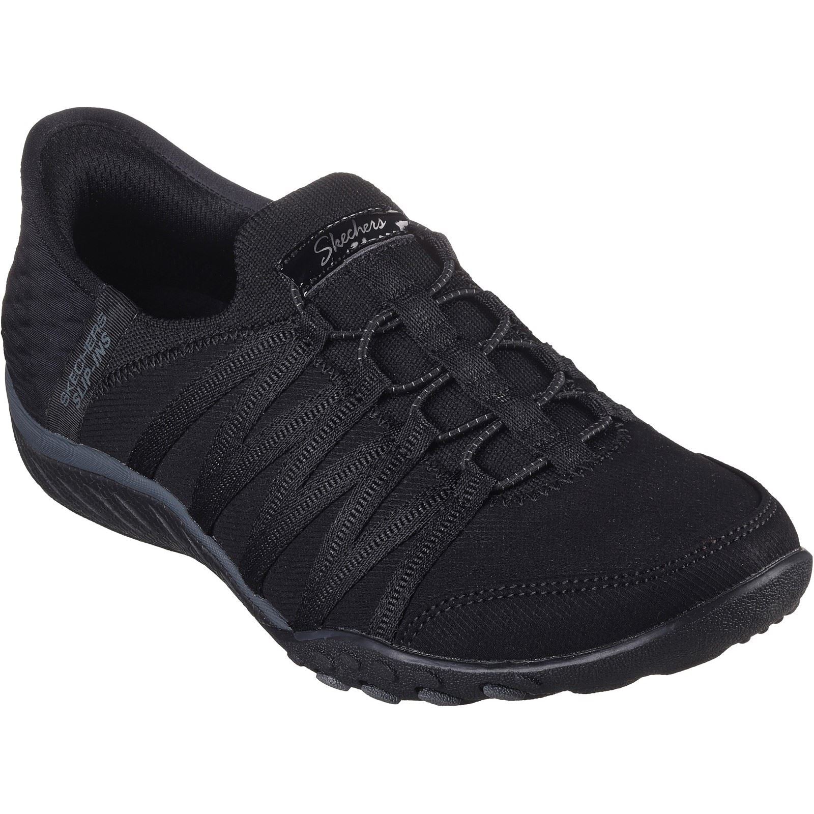 Skechers Breathe-Easy Roll-With-Me Gestrickte Netz Damen-Sneaker In Schwarz