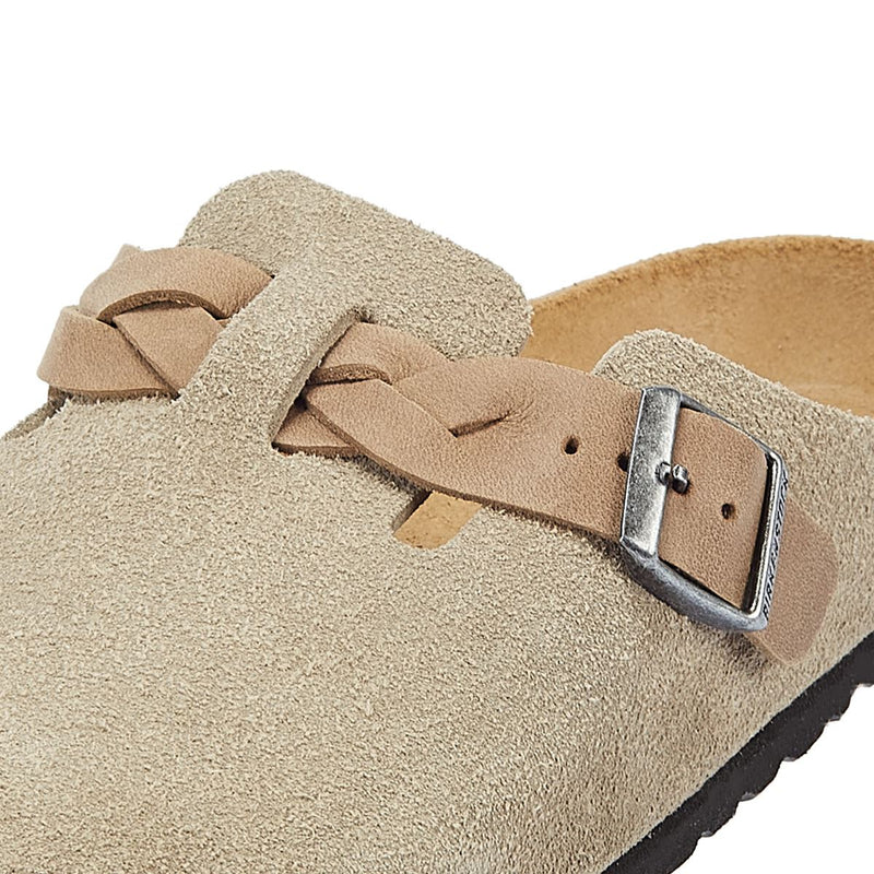 Birkenstock Boston Damen Regulär Clogs Aus Taupefarbenem Wildleder