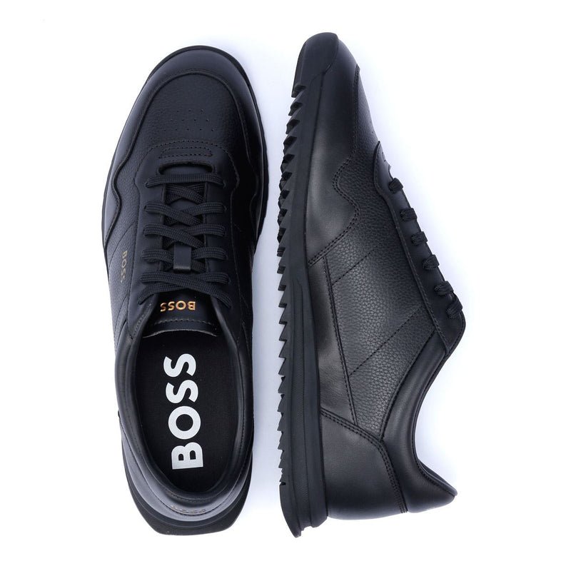 Boss Zayn Low Schwarze Farbe Ledersneaker Für Herren