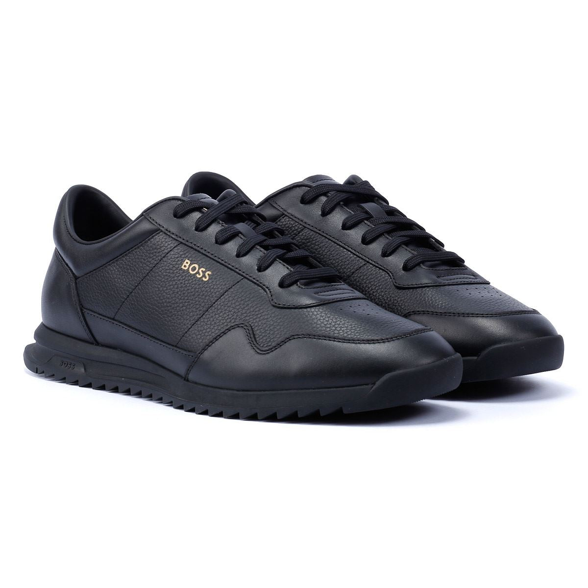 Boss Zayn Low Schwarze Farbe Ledersneaker Für Herren