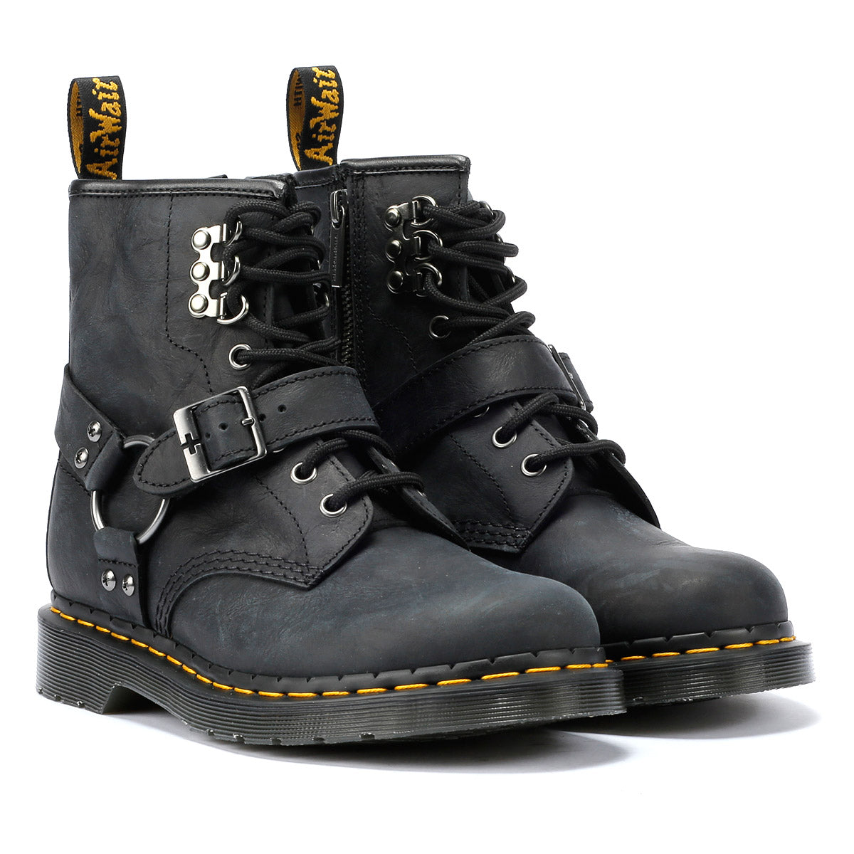 Dr. Martens 1460 Hardware Antique Leder Damen Schwarze Farbe Stiefel Tower London.De