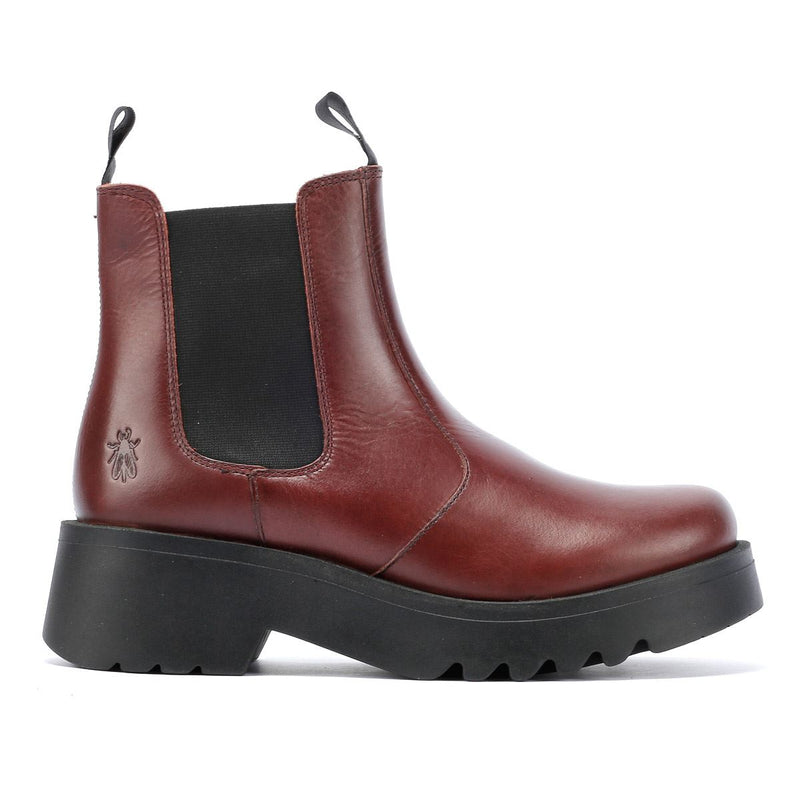 Fly London Medi Leder Damen Rote Stiefel