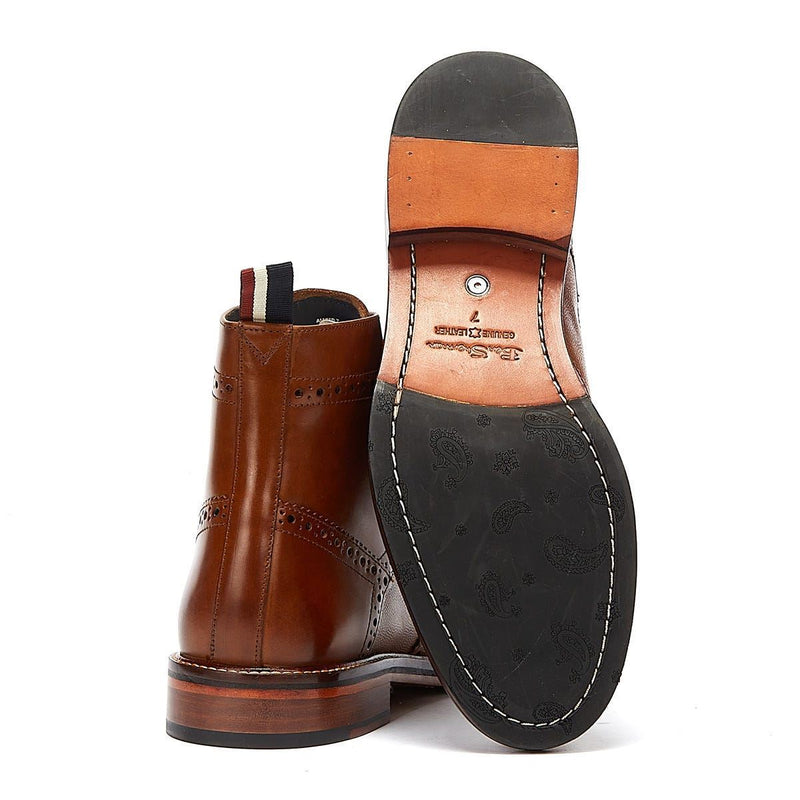 Ben Sherman Alfred Brogue Braune Herrenstiefel Aus Leder