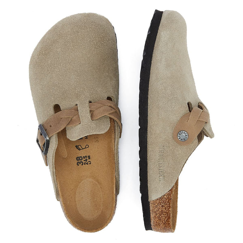 Birkenstock Boston Damen Regulär Clogs Aus Taupefarbenem Wildleder