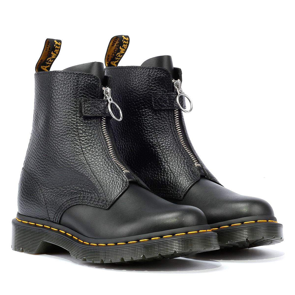 Dr. Martens 1460 Pascal Front Zip Leder Damen Schwarze Farbe Stiefel