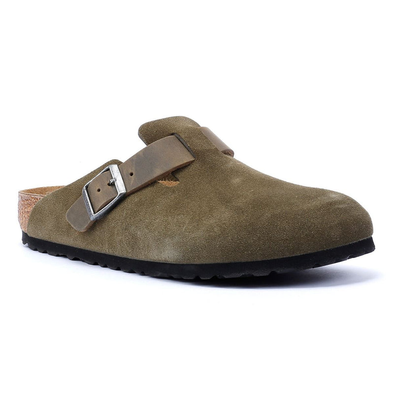 Birkenstock Boston Wildleder Grüne Clogs