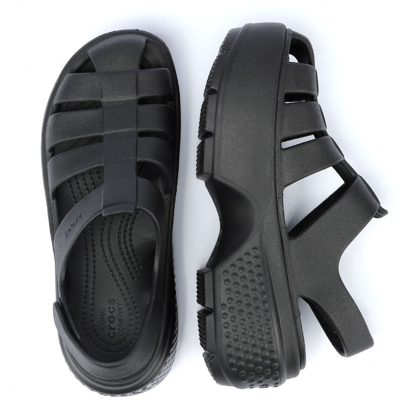 Crocs Stomp Fisherman Damen Sandalen In Schwarz