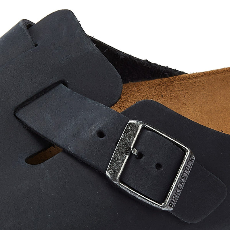 Birkenstock Boston Geöltes Nubukleder Schwarz Pantoffeln