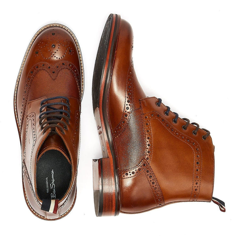 Ben Sherman Alfred Brogue Braune Herrenstiefel Aus Leder