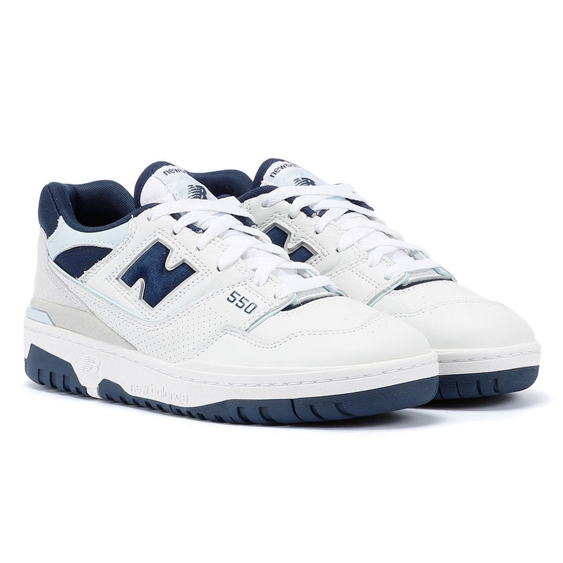 New Balance 550 Weiß/Dunkelblaue Turnschuhe