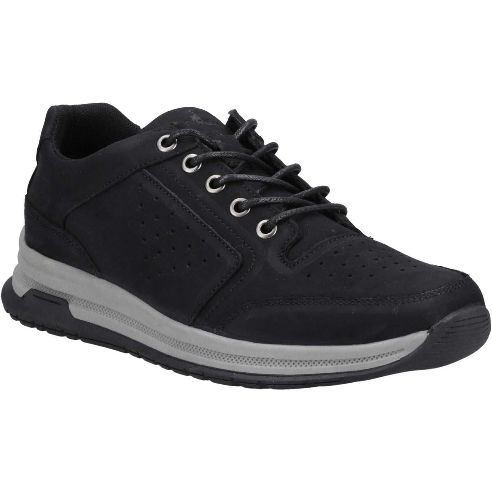 Hush Puppies Joseph Leder Herren Schwarz Nubukleder Schnürschuhe