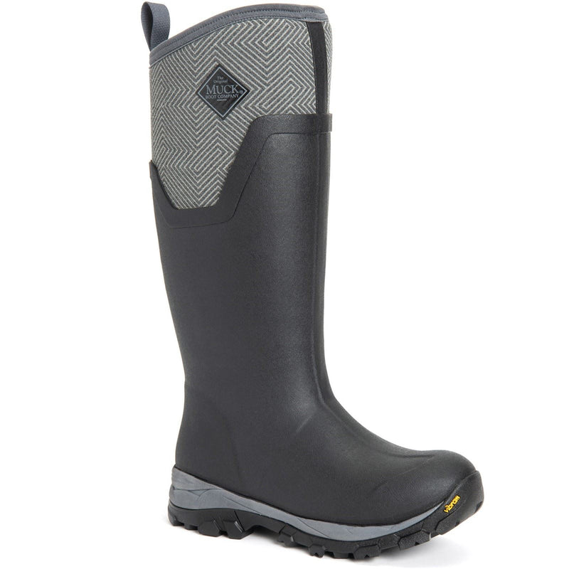 Muck Boots Arctic Ice Tall Gummi Schwarze Farbe/Graue Geometrische Gummistiefel