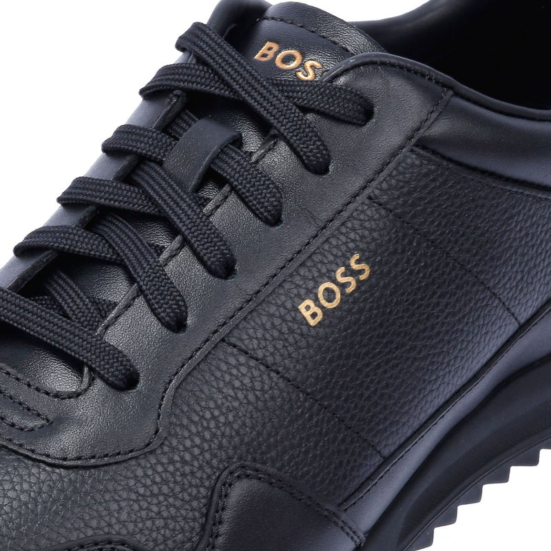 Boss Zayn Low Schwarze Farbe Ledersneaker Für Herren