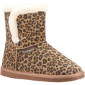 Hush Puppies Ashleigh Kunstpelz Damen Leoparden Hausschuhe