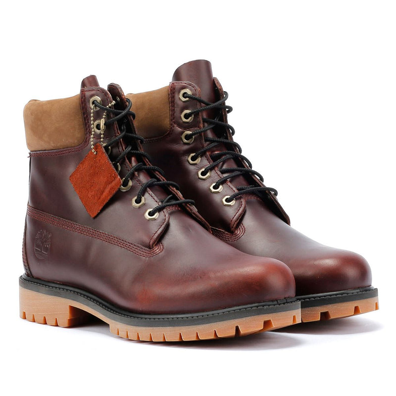 Timberland Heritage 6 Inch Waterproof Rote Herrenstiefel Aus Leder