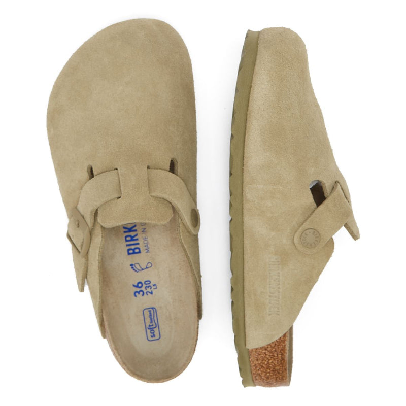 Birkenstock Boston Wildleder Verblasstes Khaki Grau Clogs