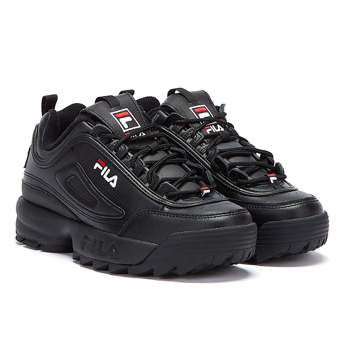 All black fila trainers on sale