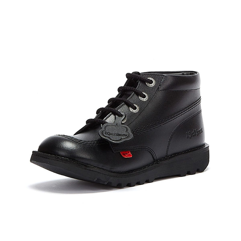 Kickers Kick Hi Jugend Schwarz Leder Ankle School Stiefel